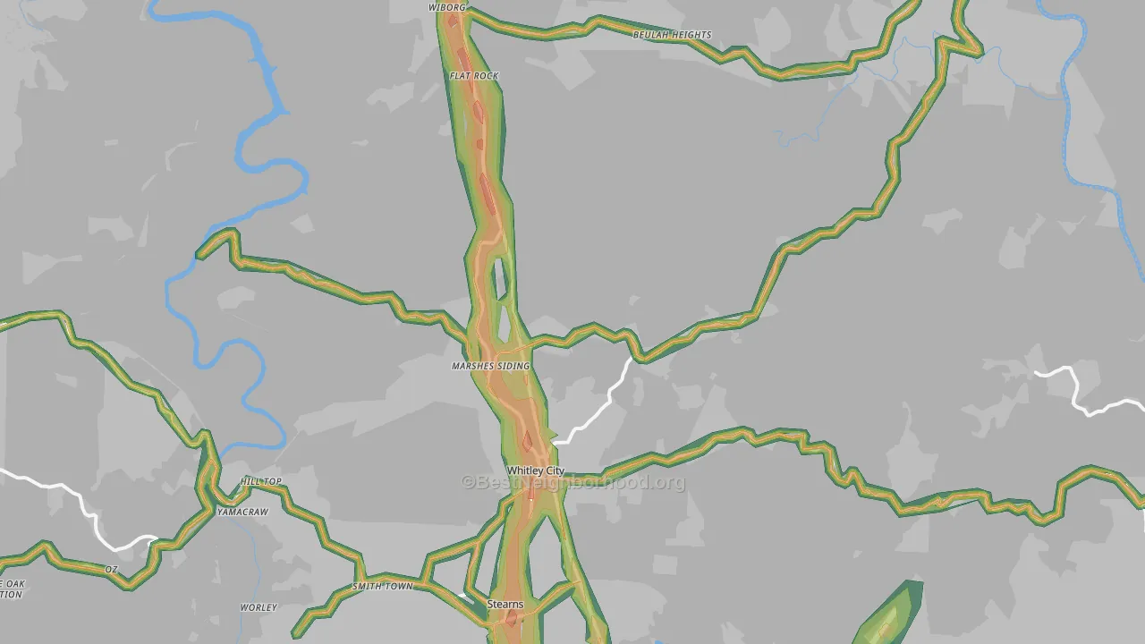 42653, KY Map of Noise Levels in 42653