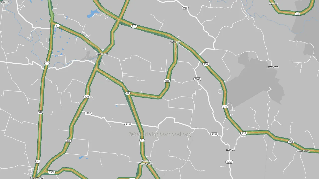 42716, KY Map of Noise Levels in 42716