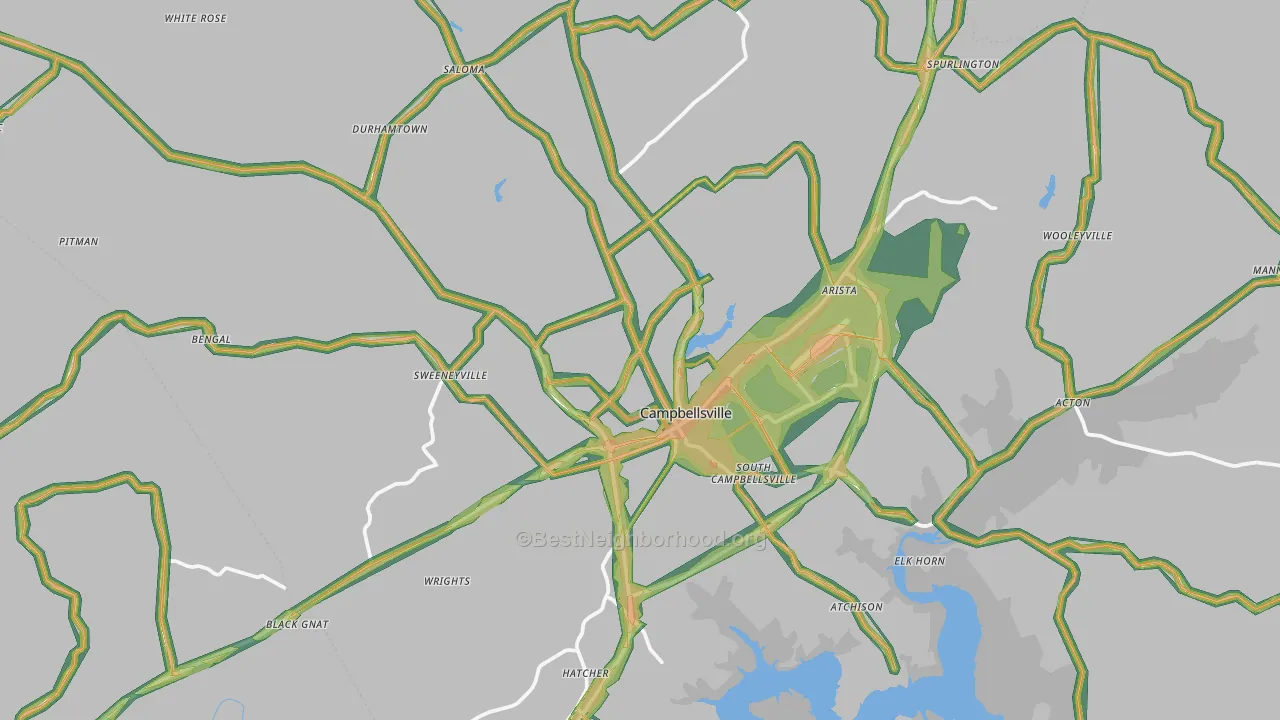42718, KY Map of Noise Levels in 42718
