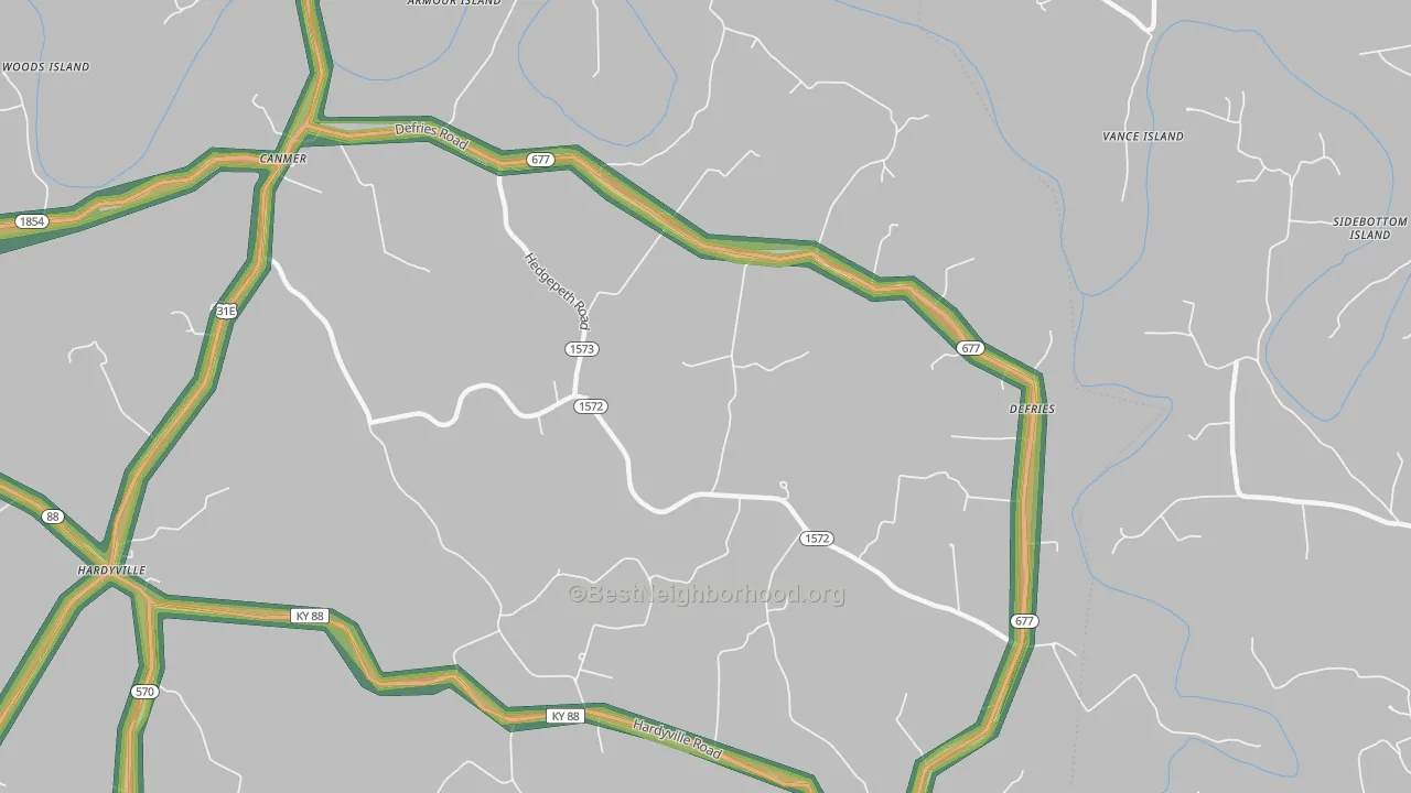 42722, KY Map of Noise Levels in 42722