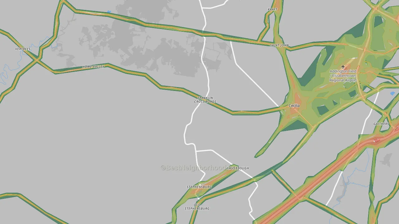 42724, KY Map of Noise Levels in 42724