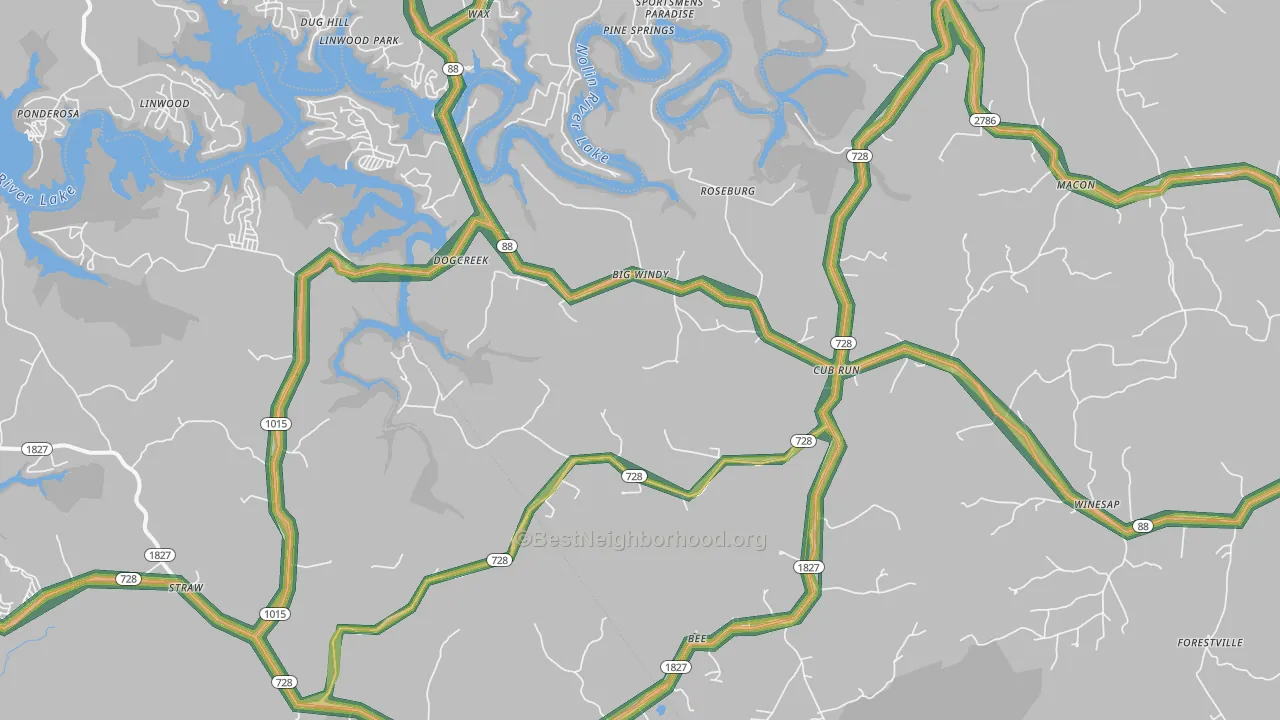 42729, KY Map of Noise Levels in 42729