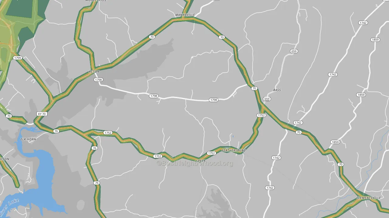 42733, KY Map of Noise Levels in 42733