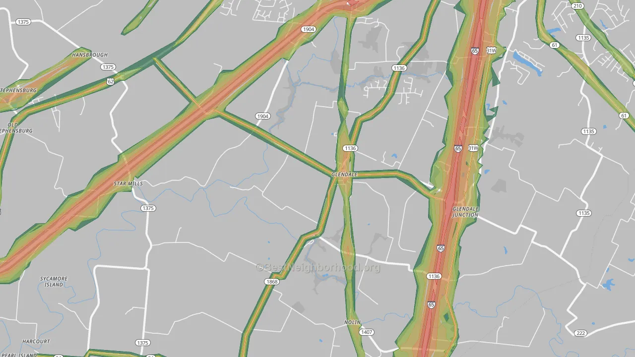 42740, KY Map of Noise Levels in 42740
