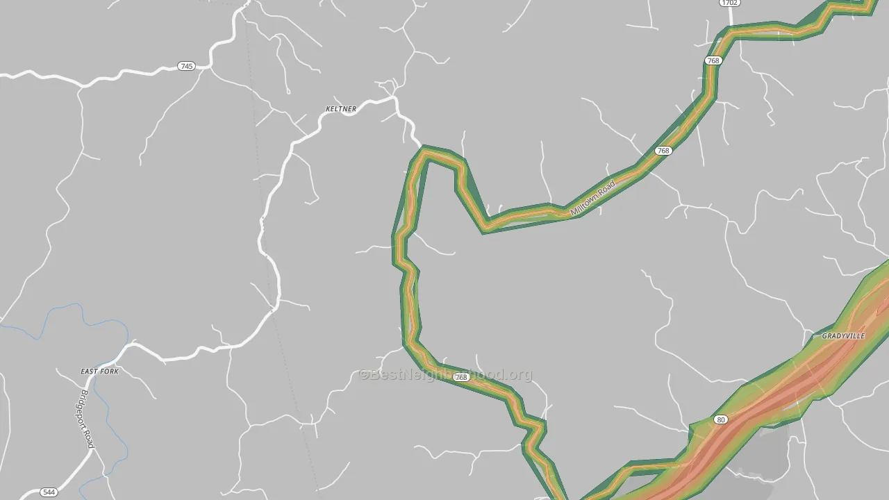 42742, KY Map of Noise Levels in 42742