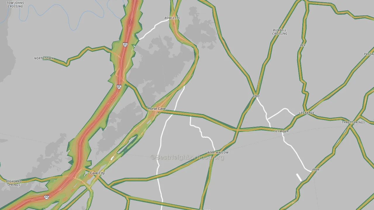 42749, KY Map of Noise Levels in 42749