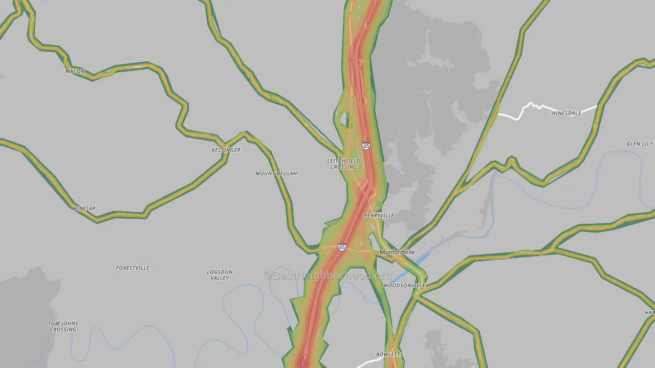 42765, KY Map of Noise Levels in 42765