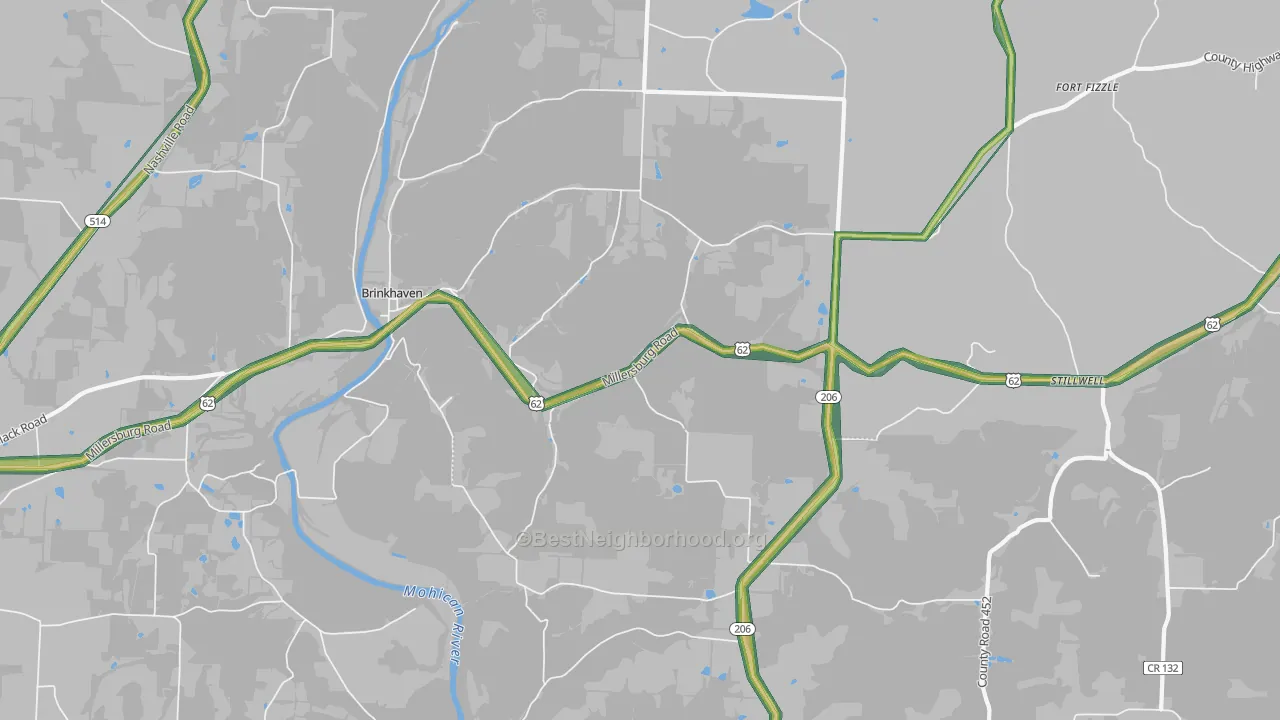 43006, OH Map of Noise Levels in 43006