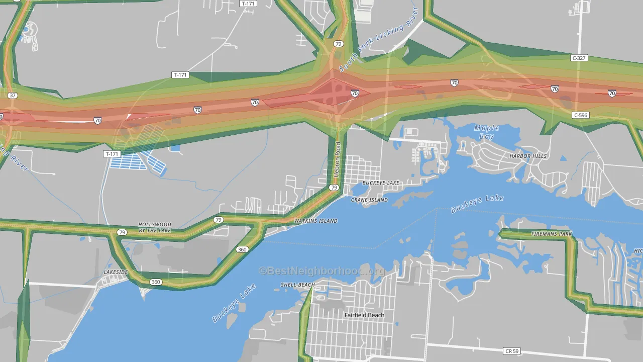 43008, OH Map of Noise Levels in 43008
