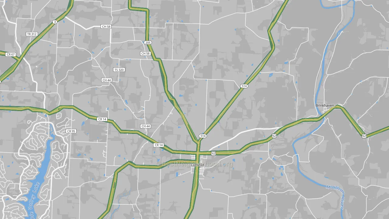43014, OH Map of Noise Levels in 43014