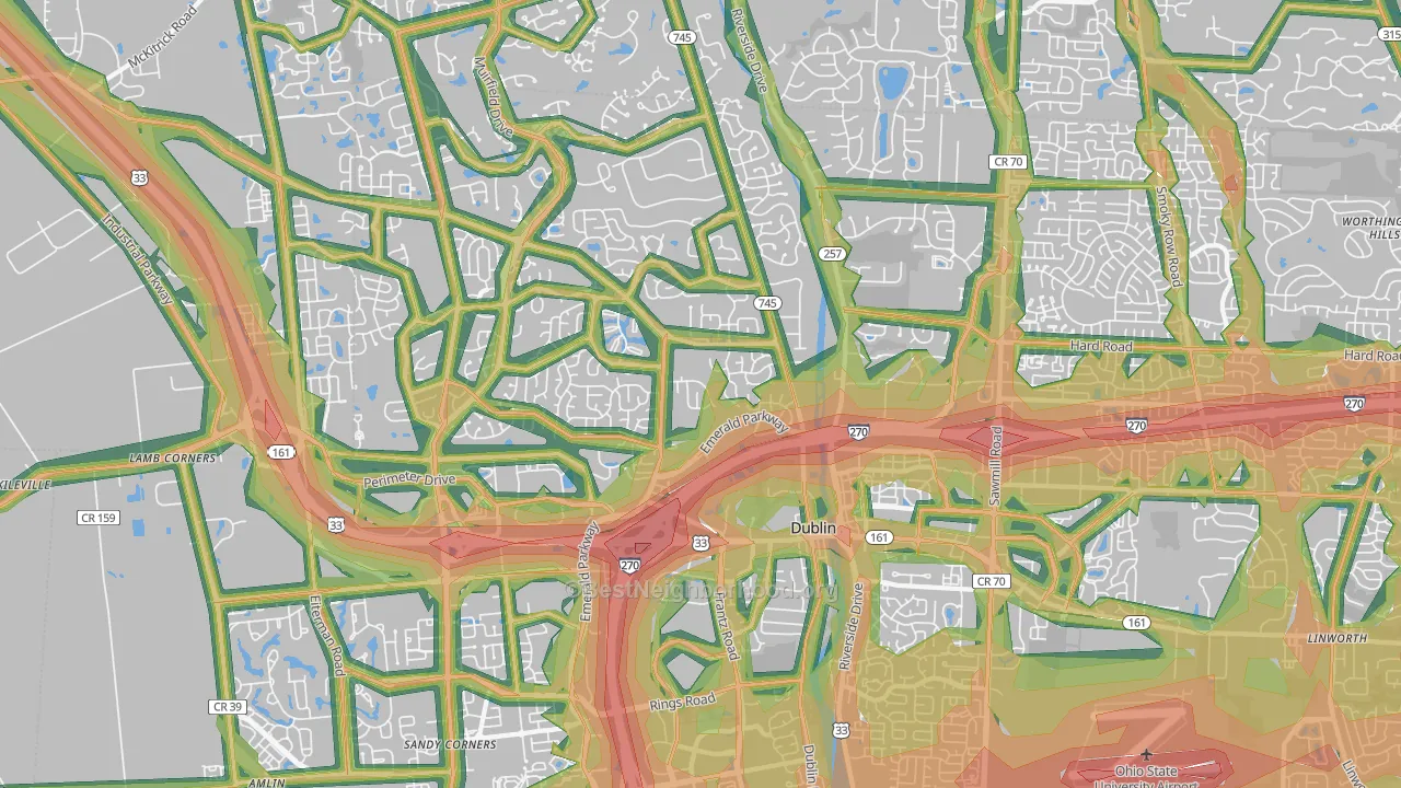 43017, OH Map of Noise Levels in 43017