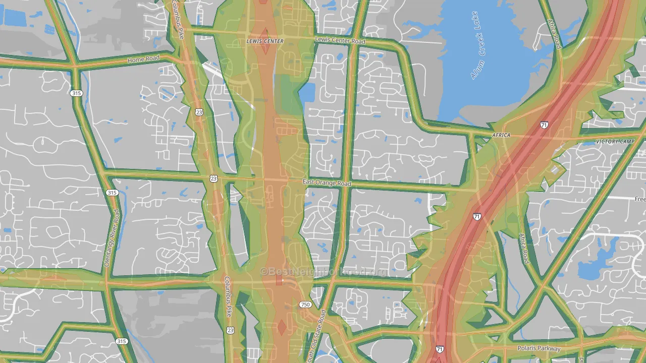 43035, OH Map of Noise Levels in 43035
