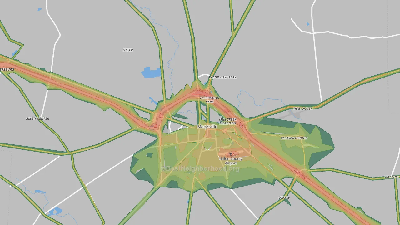 43040, OH Map of Noise Levels in 43040