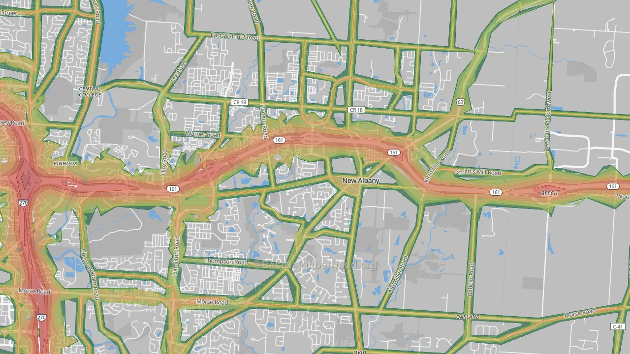 43054, OH Map of Noise Levels in 43054