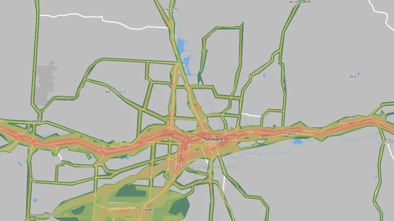 43055, OH Map of Noise Levels in 43055