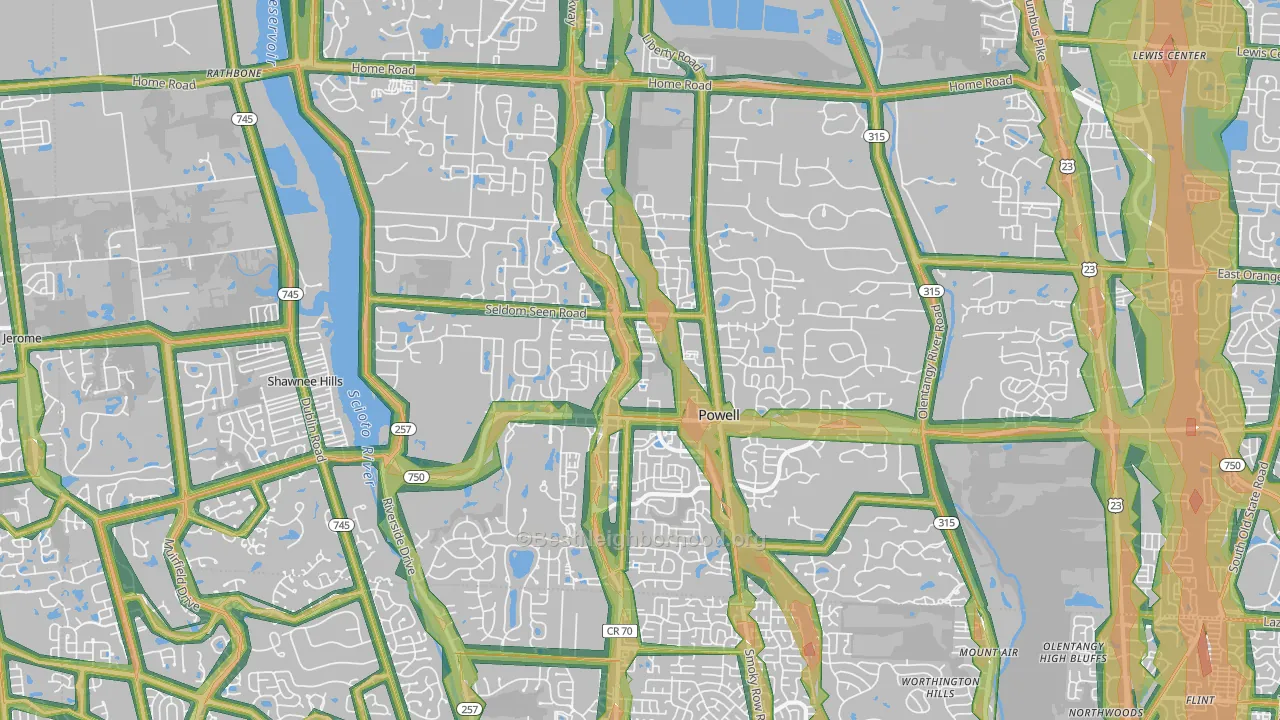 43065, OH Map of Noise Levels in 43065