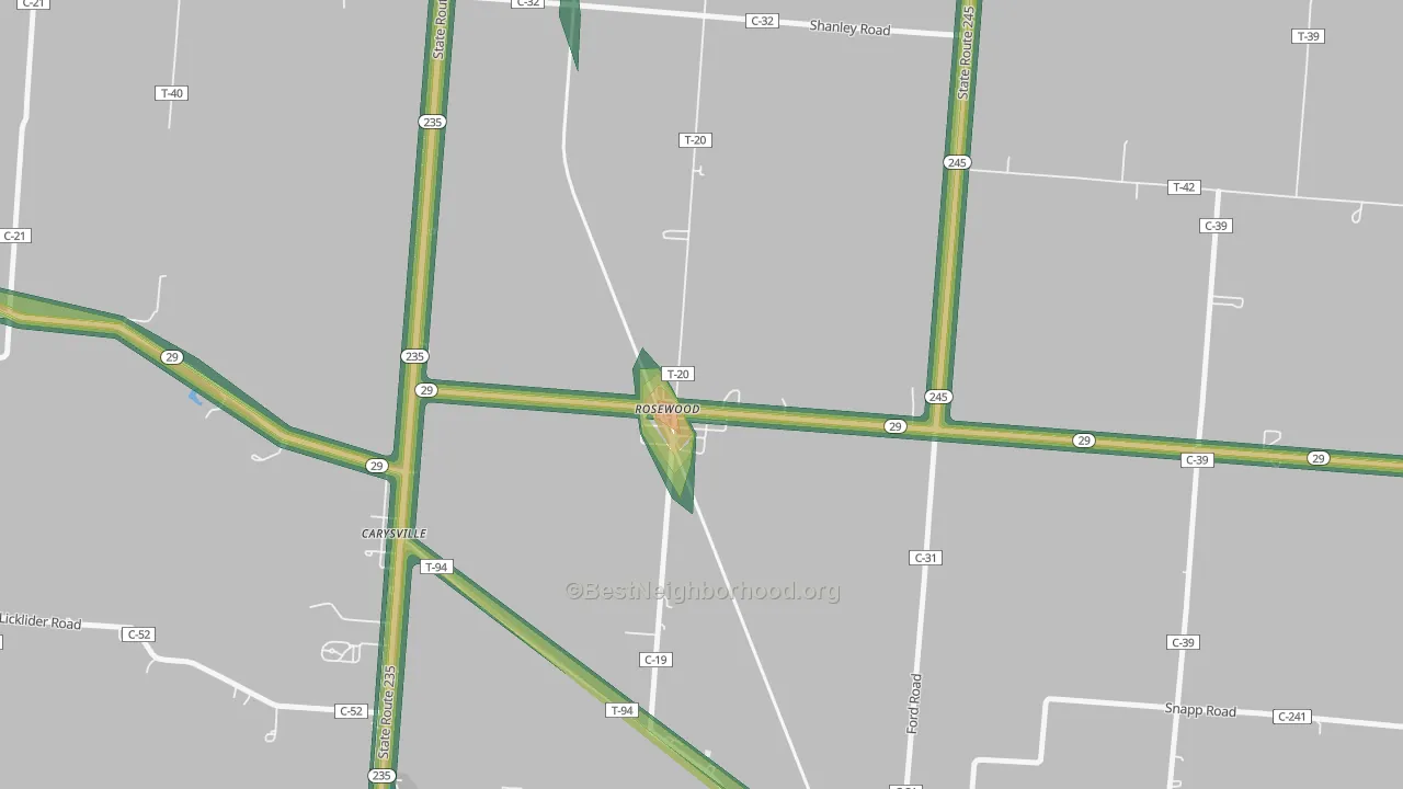 43070, OH Map of Noise Levels in 43070