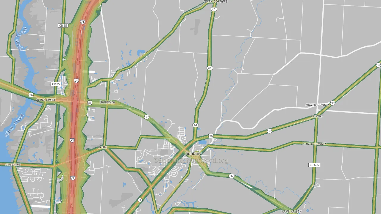 43074, OH Map of Noise Levels in 43074