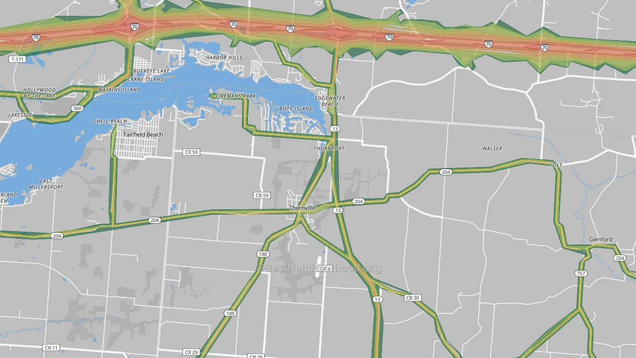 43076, OH Map of Noise Levels in 43076