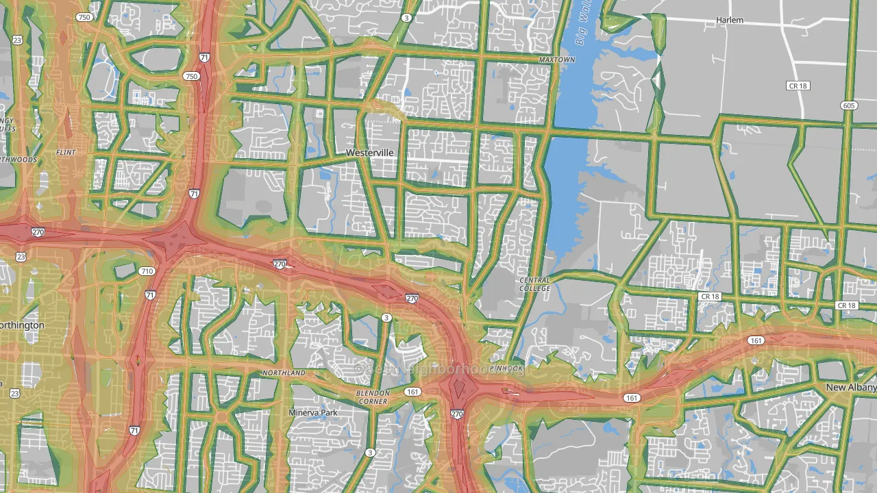 43081, OH Map of Noise Levels in 43081