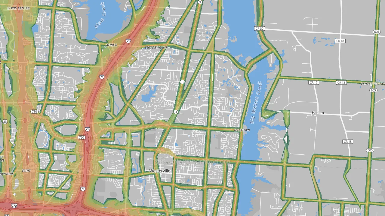 43082, OH Map of Noise Levels in 43082