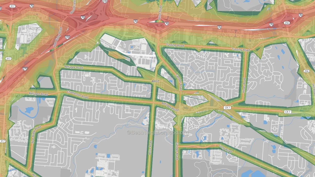 43109, OH Map of Noise Levels in 43109