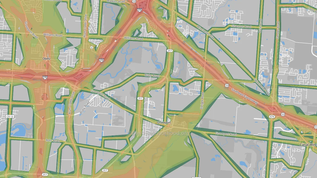 43125, OH Map of Noise Levels in 43125