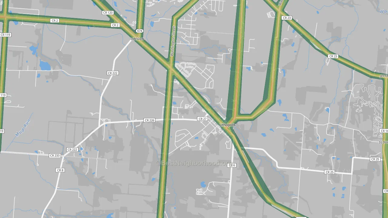 43136, OH Map of Noise Levels in 43136
