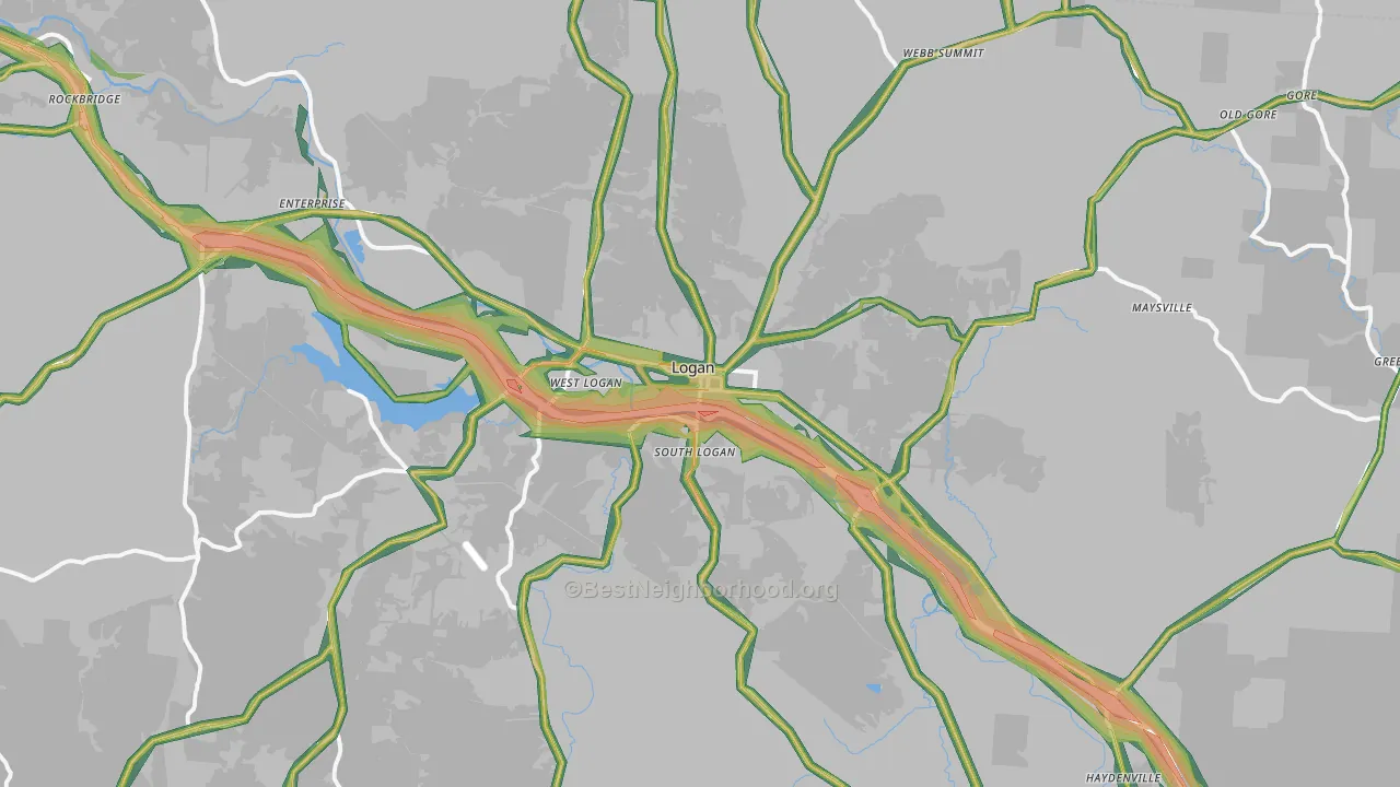 43138, OH Map of Noise Levels in 43138