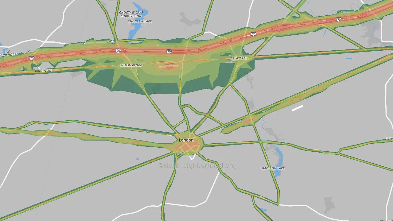 43140, OH Map of Noise Levels in 43140