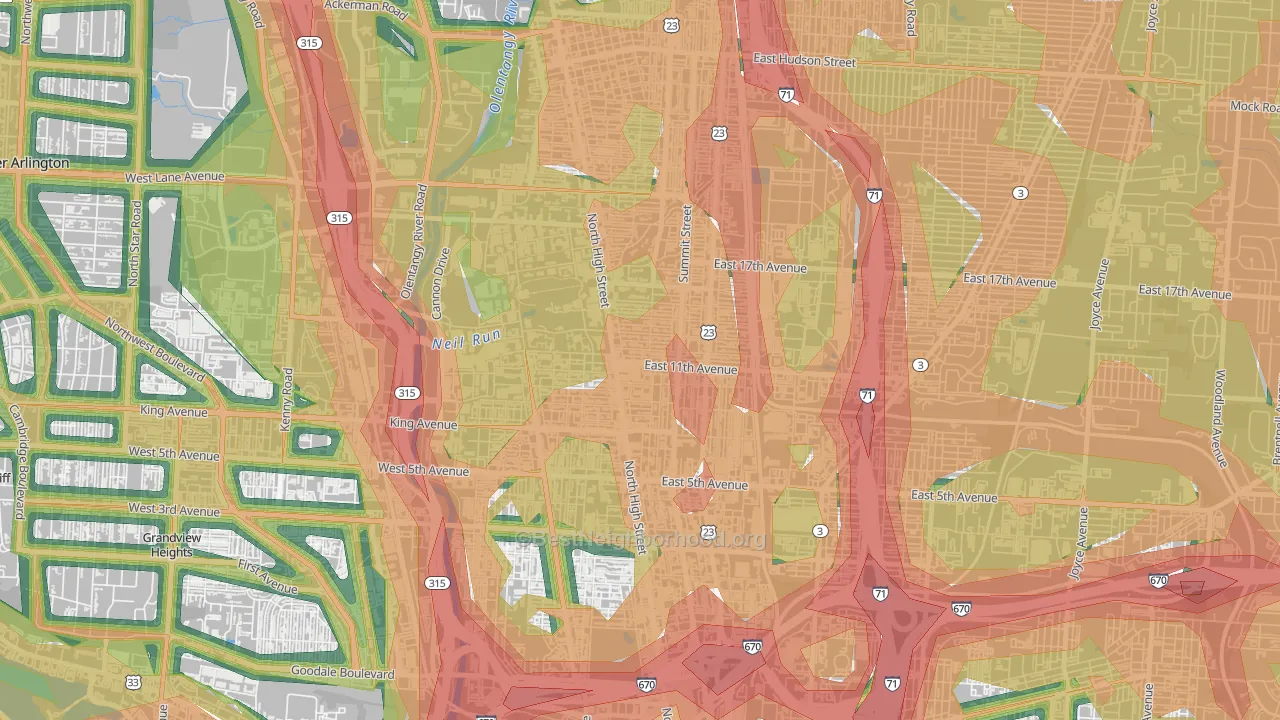 43201, OH Map of Noise Levels in 43201