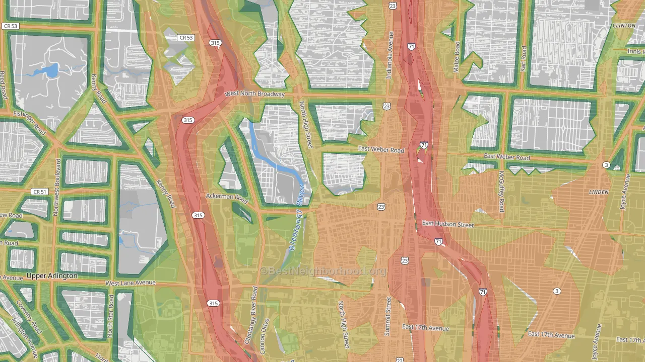 43202, OH Map of Noise Levels in 43202