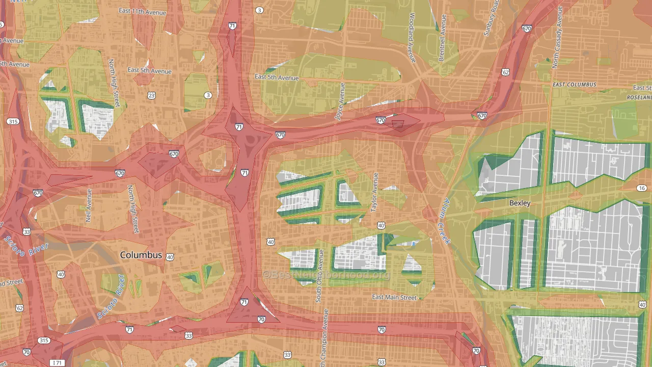 43203, OH Map of Noise Levels in 43203
