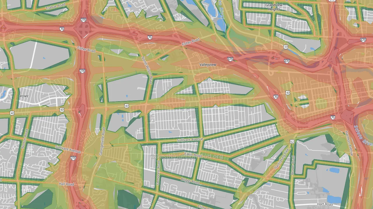43204, OH Map of Noise Levels in 43204