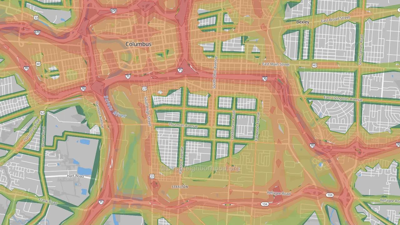 43206, OH Map of Noise Levels in 43206