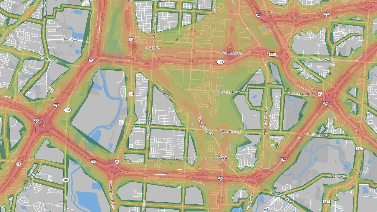 43207, OH Map of Noise Levels in 43207