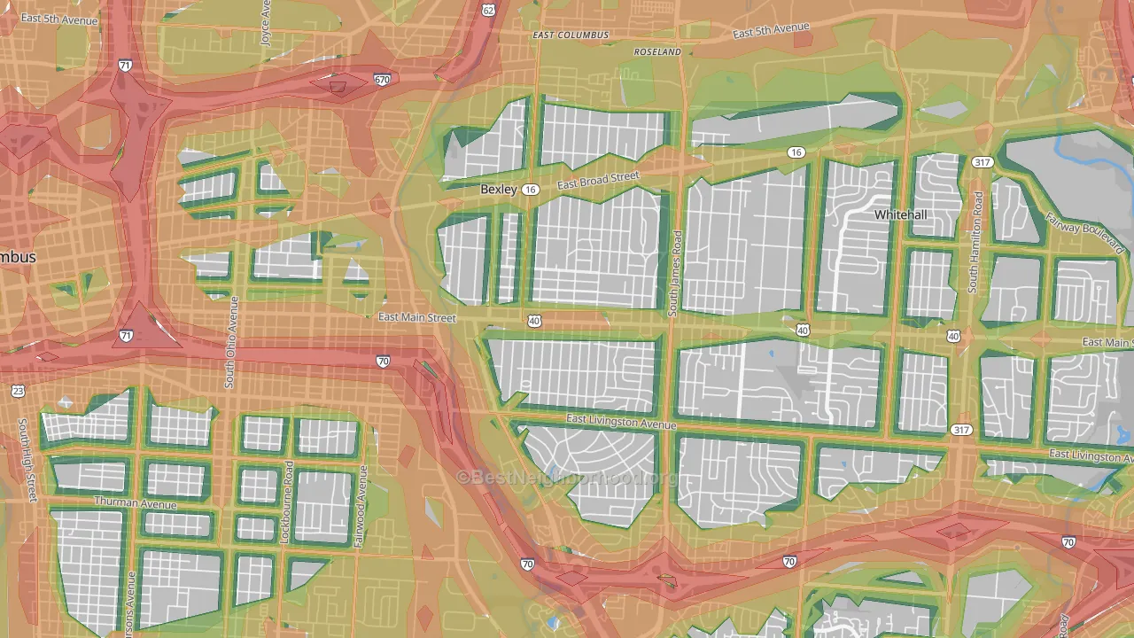 43209, OH Map of Noise Levels in 43209