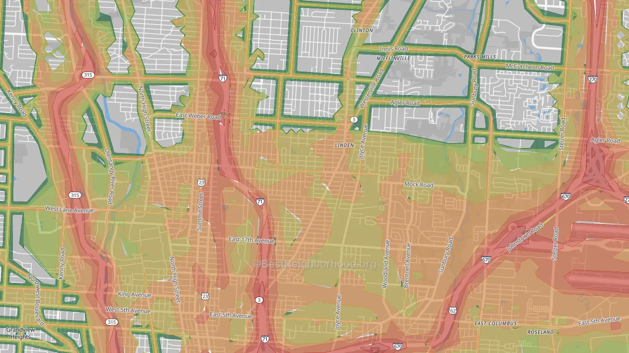 43211, OH Map of Noise Levels in 43211