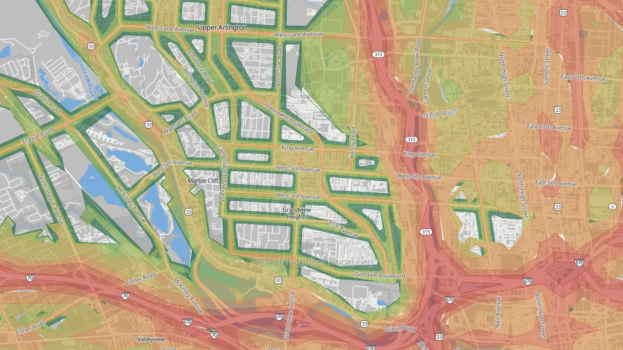 43212, OH Map of Noise Levels in 43212
