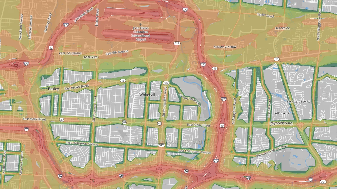 43213, OH Map of Noise Levels in 43213