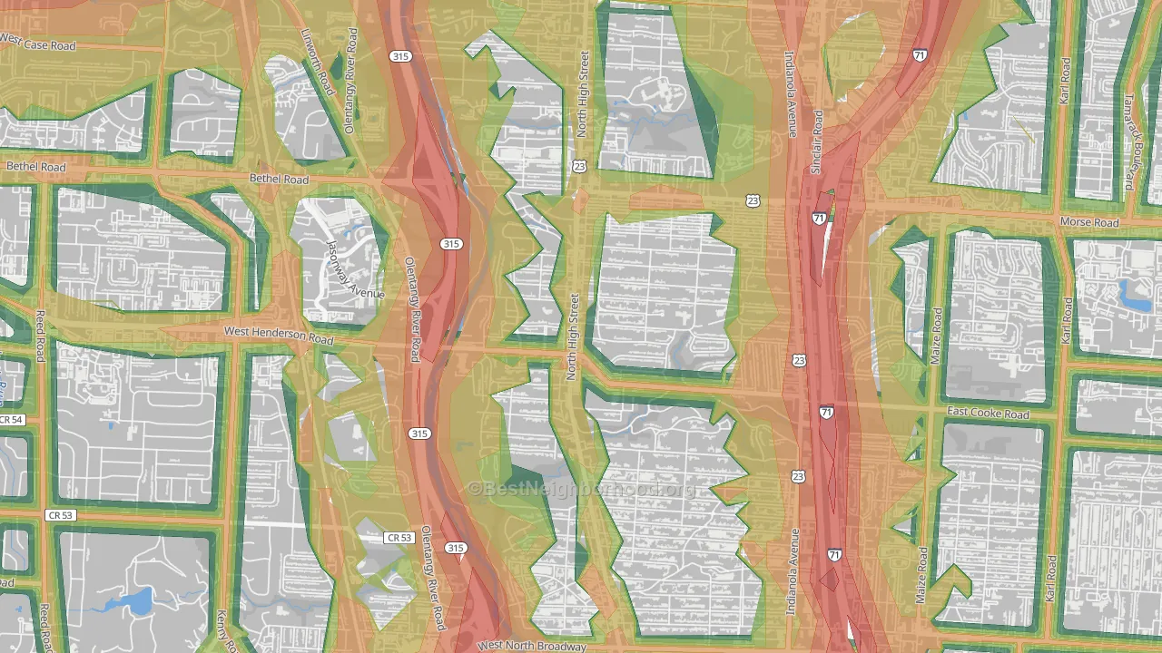 43214, OH Map of Noise Levels in 43214