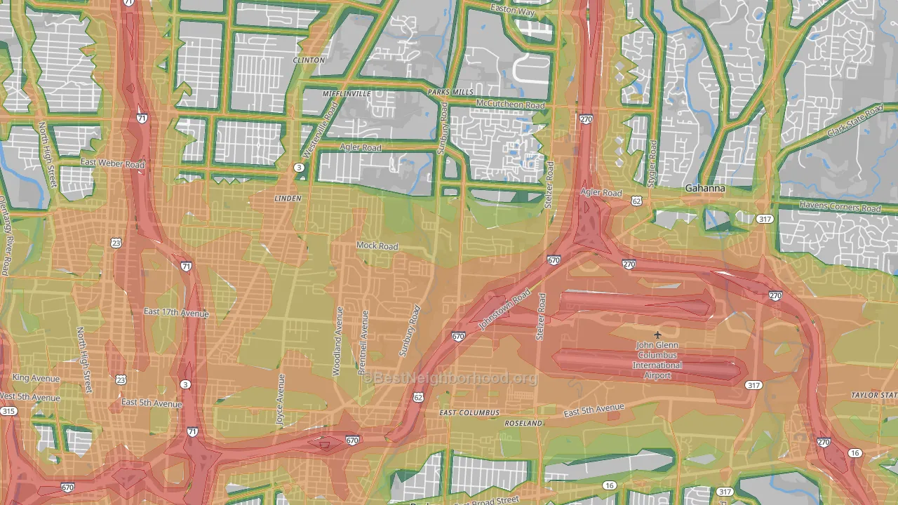 43219, OH Map of Noise Levels in 43219