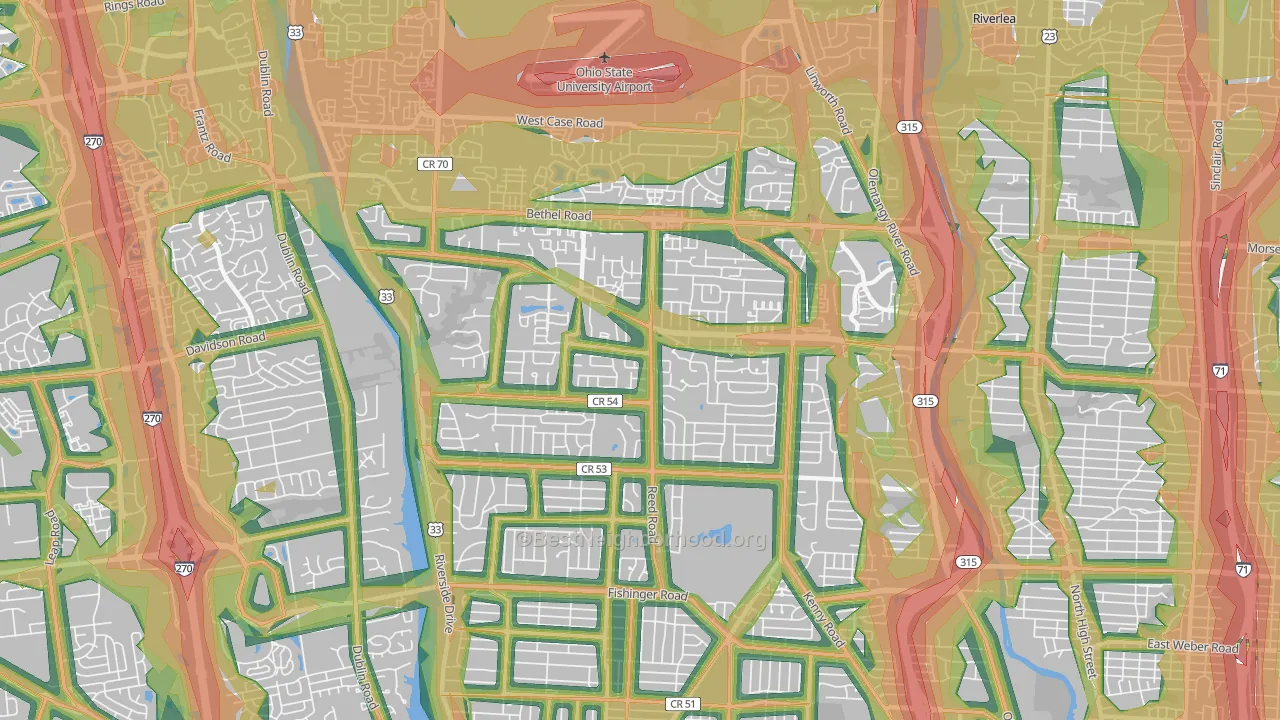 43220, OH Map of Noise Levels in 43220