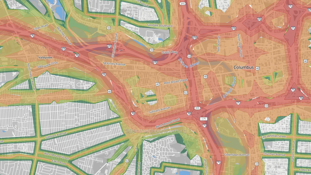 43222, OH Map of Noise Levels in 43222