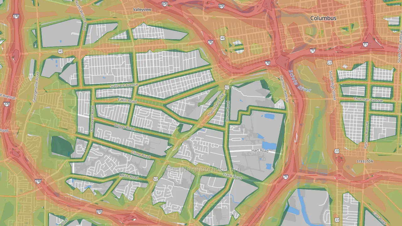 43223, OH Map of Noise Levels in 43223