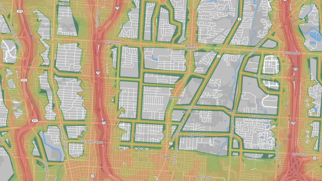 43224, OH Map of Noise Levels in 43224