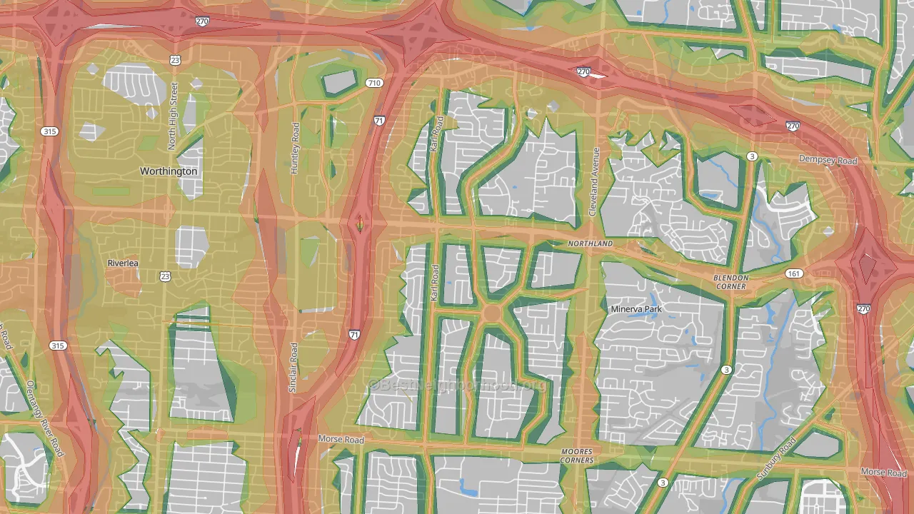 43229, OH Map of Noise Levels in 43229