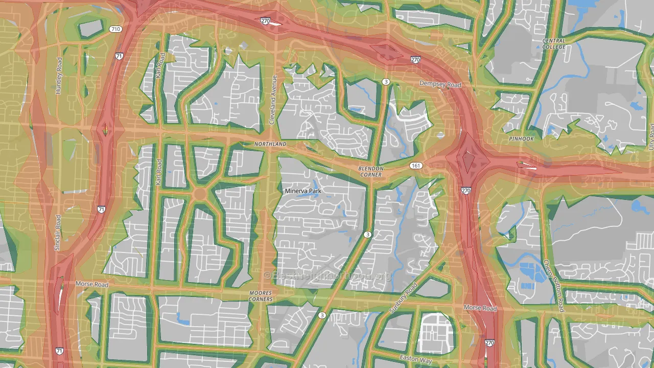 43231, OH Map of Noise Levels in 43231