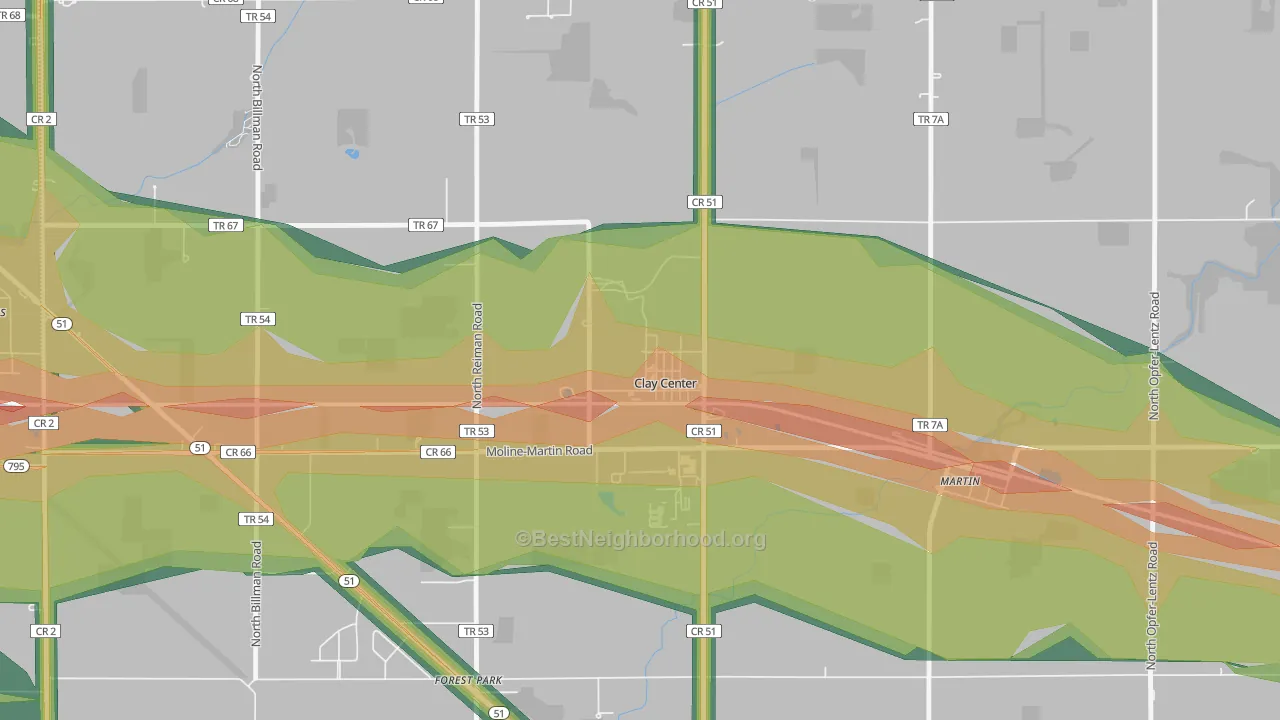 43408, OH Map of Noise Levels in 43408