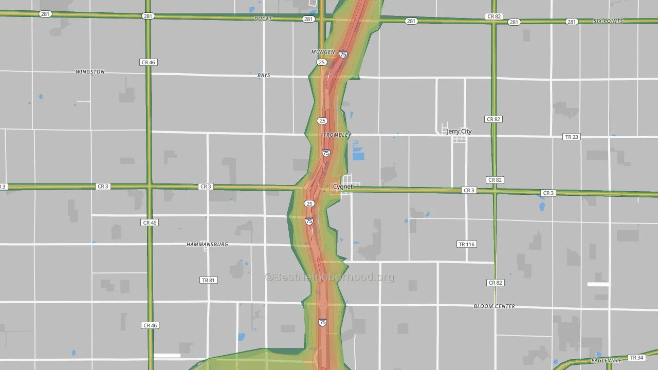 43413, OH Map of Noise Levels in 43413